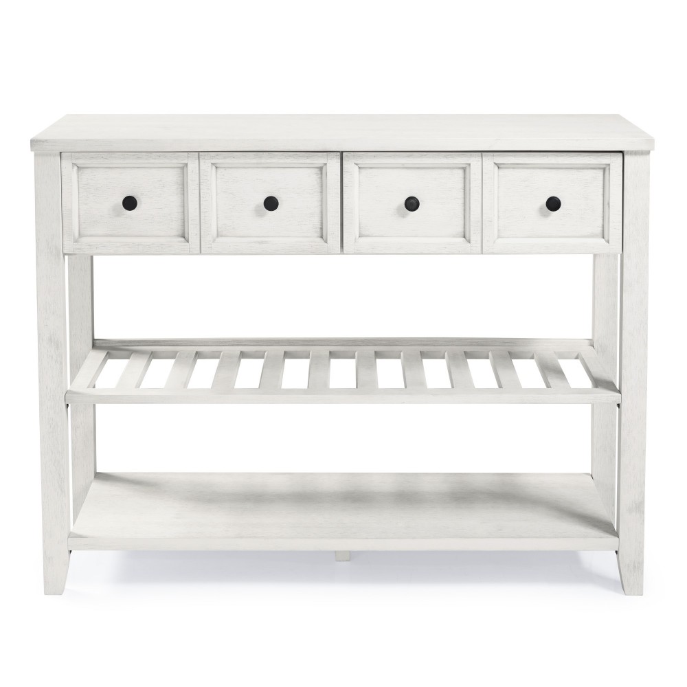 Hank 48" Solid Wood 2 Drawer Buffet with Wine Shelf - White Hank 48" Solid Wood 2 Drawer Buffet with Wine Shelf - White