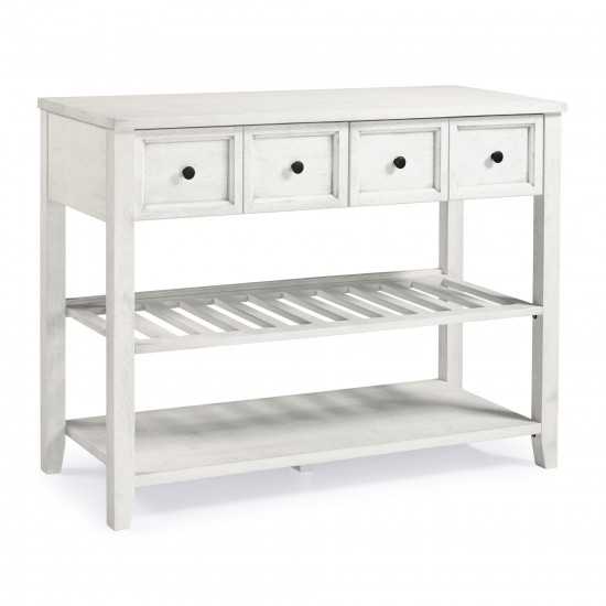 Hank 48" Solid Wood 2 Drawer Buffet with Wine Shelf - White