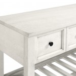 Hank 48" Solid Wood 2 Drawer Buffet with Wine Shelf - White