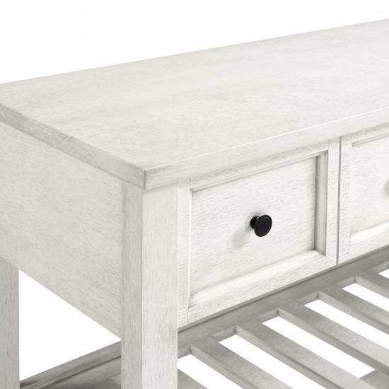 Hank 48" Solid Wood 2 Drawer Buffet with Wine Shelf - White