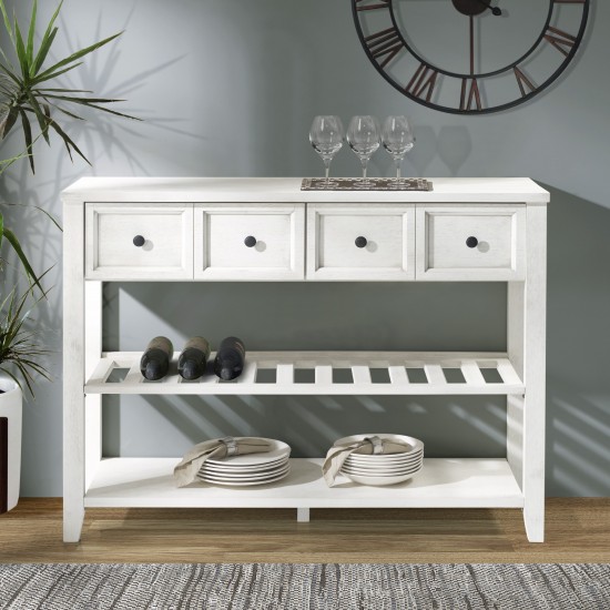 Hank 48" Solid Wood 2 Drawer Buffet with Wine Shelf - White