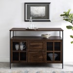 Radcliff 48" Industrial 3 Door Buffet - Dark Walnut