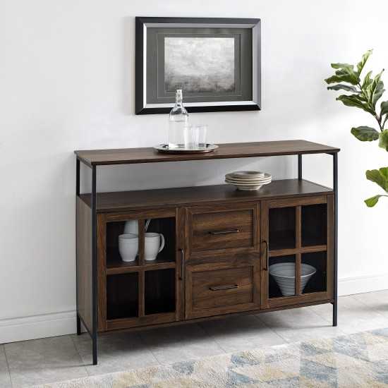 Radcliff 48" Industrial 3 Door Buffet - Dark Walnut