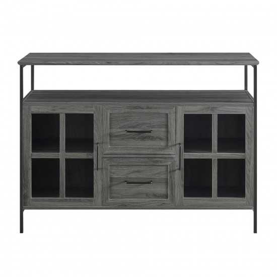 Radcliff 48" Industrial 3 Door Buffet - Slate Grey