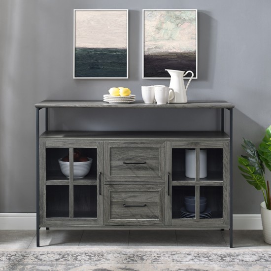 Radcliff 48" Industrial 3 Door Buffet - Slate Grey