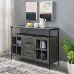 Radcliff 48" Industrial 3 Door Buffet - Slate Grey