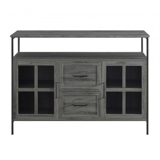 Radcliff 48" Industrial 3 Door Buffet - Slate Grey