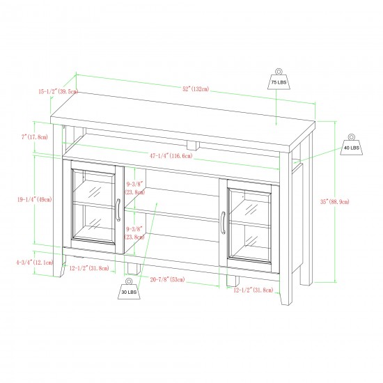 52" Rustic Wood TV Stand - White Oak