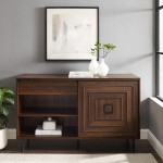 Serena 52" Square Detail Sliding Door Sideboard - Dark Walnut