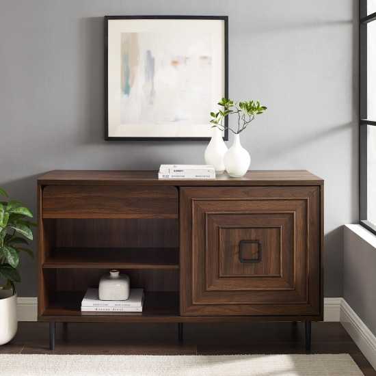 Serena 52" Square Detail Sliding Door Sideboard - Dark Walnut