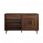 Serena 52" Square Detail Sliding Door Sideboard - Dark Walnut