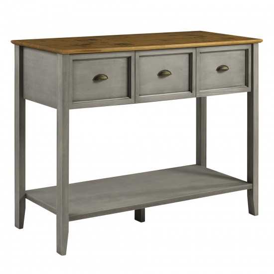 Stratford 3 Drawer Buffet Table - Rustic Oak/Grey