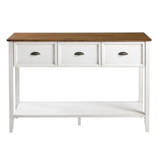 Stratford 3 Drawer Buffet Table - Rustic Oak/White