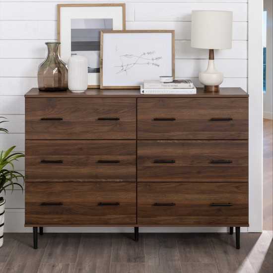 Savanna Modern Wood 6 Drawer Dresser - Dark Walnut