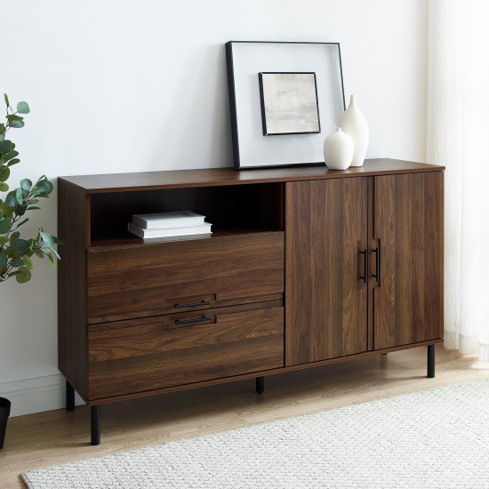 Kinley 56" Modern Detailed Door Frame Sideboard - Dark Walnut