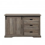 56" Sliding Grooved Door 3 Drawer Sideboard - Grey Wash