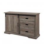 56" Sliding Grooved Door 3 Drawer Sideboard - Grey Wash