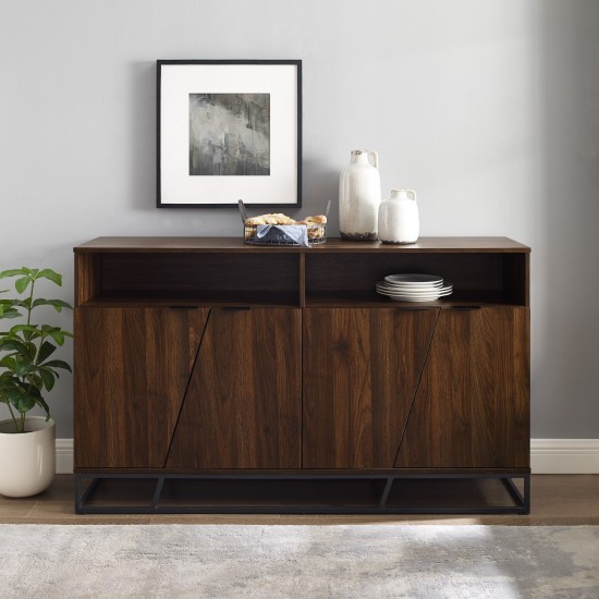 Ian 58" Angled Door Sideboard - Dark Walnut