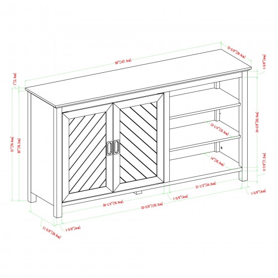 Mila 58" 2 Door Angled Groove Sideboard - Birch