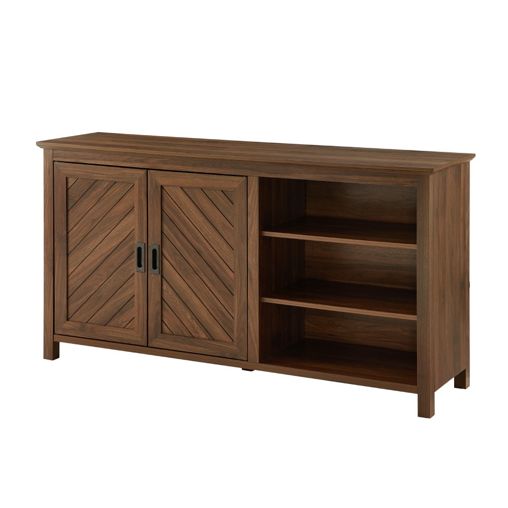 Mila 58" 2 Door Angled Groove Sideboard - Dark Walnut