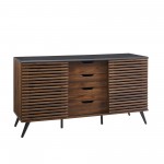 59" Havana Sliding Slat Door 4 Drawer Sideboard - Ebony/Dark Walnut