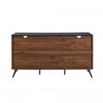 59" Havana Sliding Slat Door 4 Drawer Sideboard - Ebony/Dark Walnut