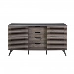 59" Havana Sliding Door 4 Drawer Sideboard - Ebony/Slate Grey