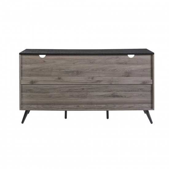 59" Havana Sliding Door 4 Drawer Sideboard - Ebony/Slate Grey