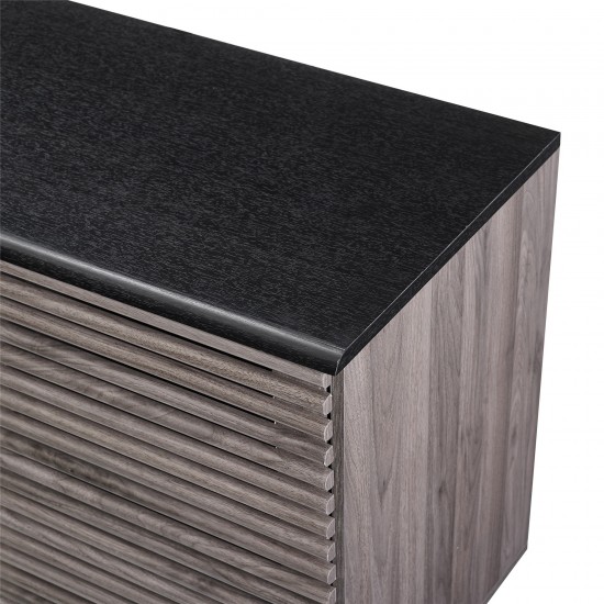 59" Havana Sliding Door 4 Drawer Sideboard - Ebony/Slate Grey