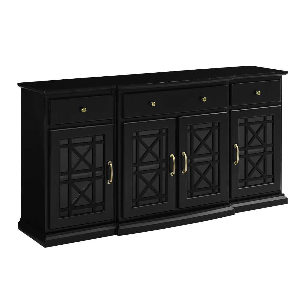 Landon 60" Tiered Fretwork Sideboard - Black