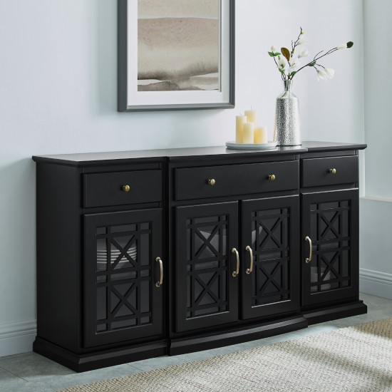 Landon 60" Tiered Fretwork Sideboard - Black