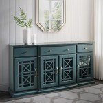 Landon 60" Tiered Fretwork Sideboard - Dark Teal