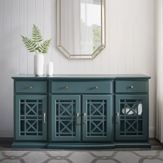 Landon 60" Tiered Fretwork Sideboard - Dark Teal