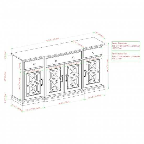 Landon 60" Tiered Fretwork Sideboard - White