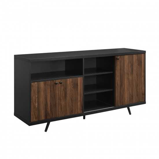 Rogan 60" 3 Door Sideboard - Solid Black/Dark Walnut