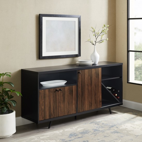 Rogan 60" 3 Door Sideboard - Solid Black/Dark Walnut