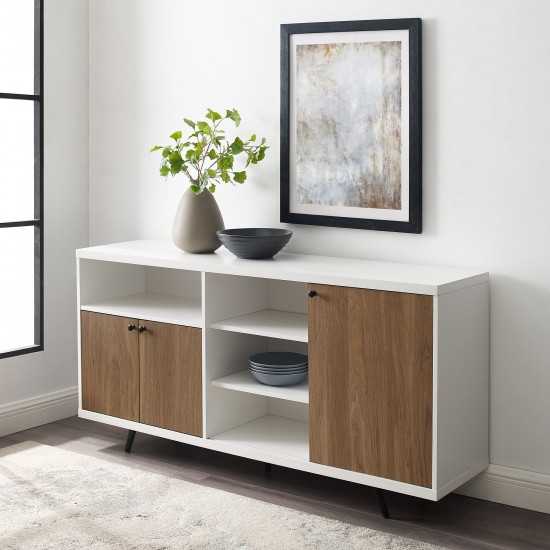 Rogan 60" 3 Door Sideboard - Solid White/English Oak