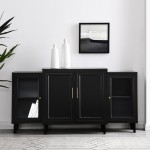 Laurel 62" 4 Door Tiered Modern Sideboard - Black