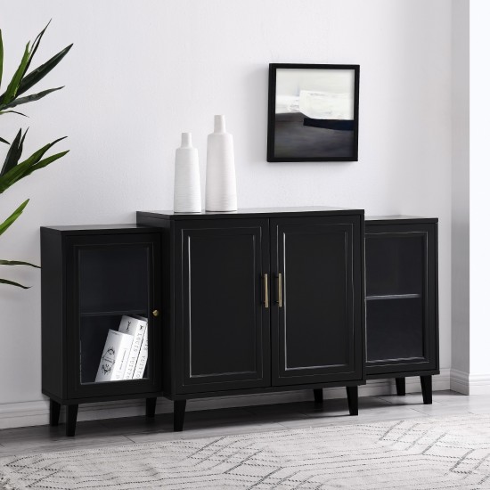 Laurel 62" 4 Door Tiered Modern Sideboard - Black