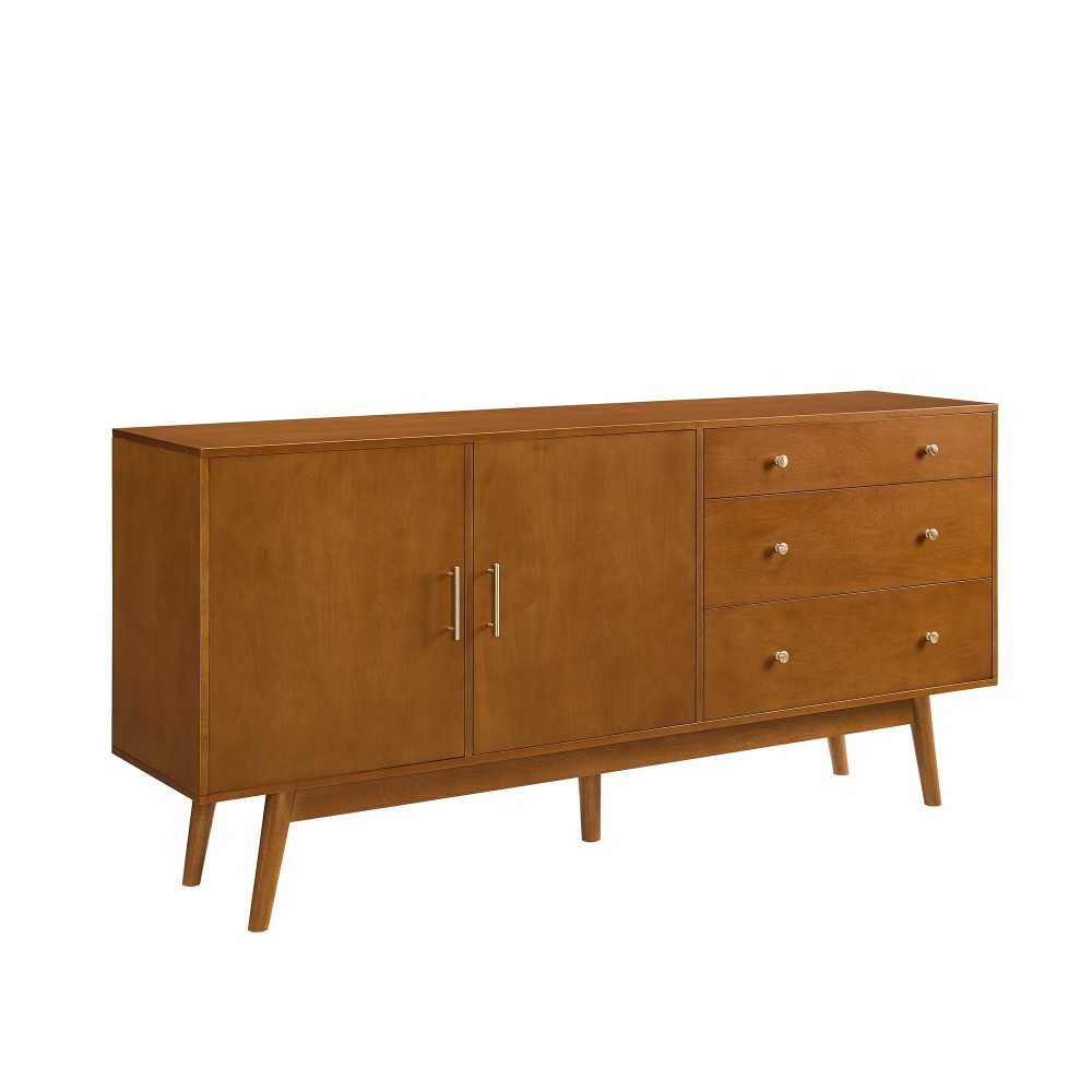 70" Mid Century Modern 3 Drawer, 2 Door Sideboard - Acorn