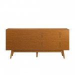 70" Mid Century Modern 3 Drawer, 2 Door Sideboard - Acorn