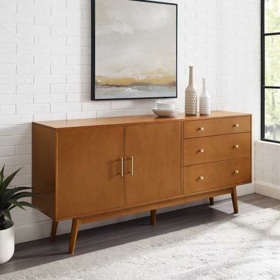 70" Mid Century Modern 3 Drawer, 2 Door Sideboard - Acorn