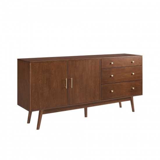 70" Mid Century Modern 3 Drawer, 2 Door Sideboard - Walnut