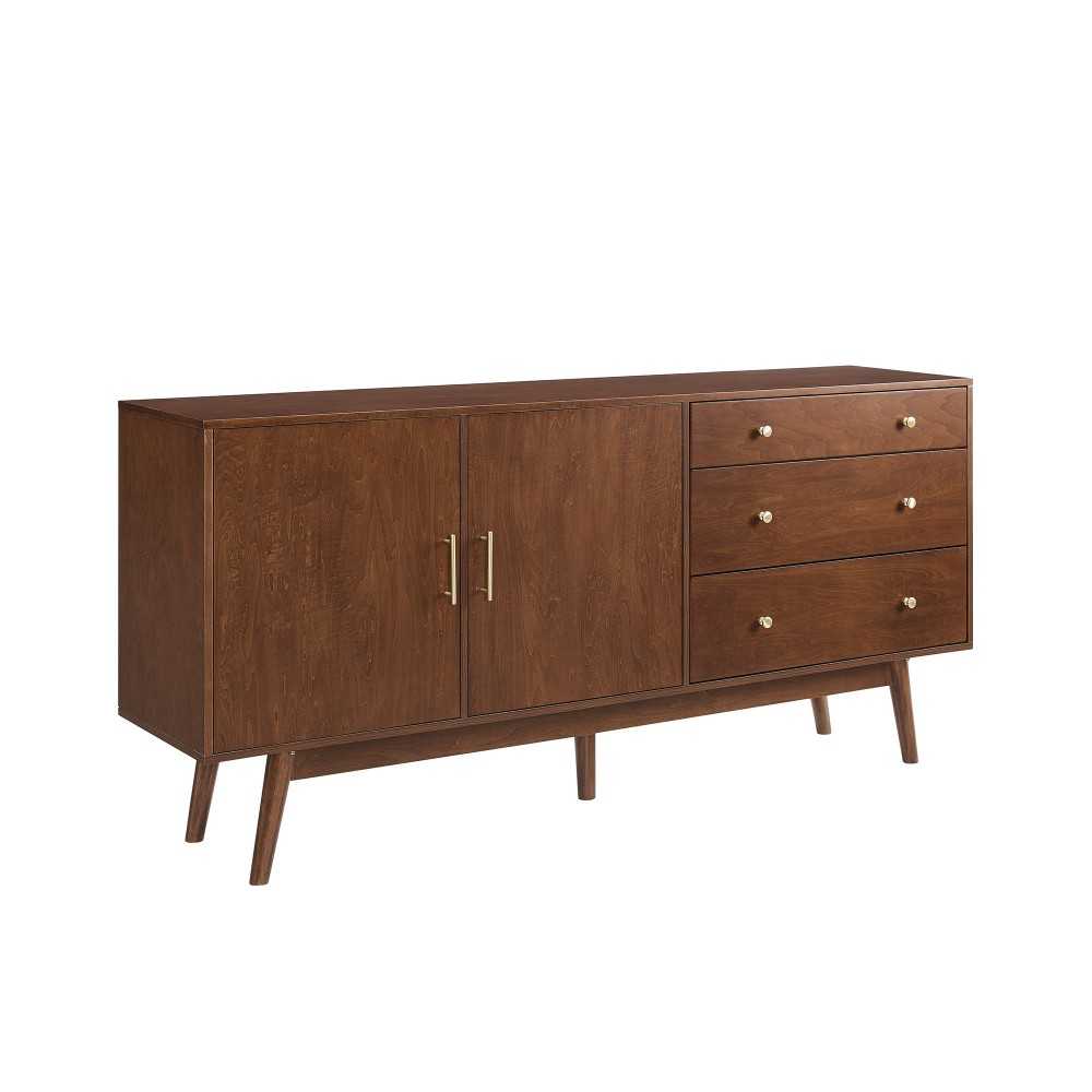 70" Mid Century Modern 3 Drawer, 2 Door Sideboard - Walnut 70" Mid Century Modern 3 Drawer, 2 Door Sideboard - Walnut