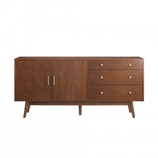 70" Mid Century Modern 3 Drawer, 2 Door Sideboard - Walnut