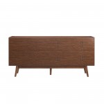 70" Mid Century Modern 3 Drawer, 2 Door Sideboard - Walnut