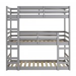 Solid Wood Triple Bunk Bed - Grey