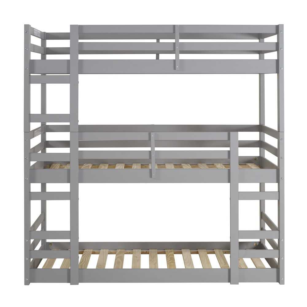 Solid Wood Triple Bunk Bed - Grey Solid Wood Triple Bunk Bed - Grey