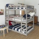 Solid Wood Triple Bunk Bed - Grey