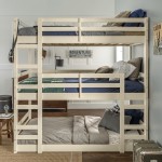 Solid Wood Triple Bunk Bed - White